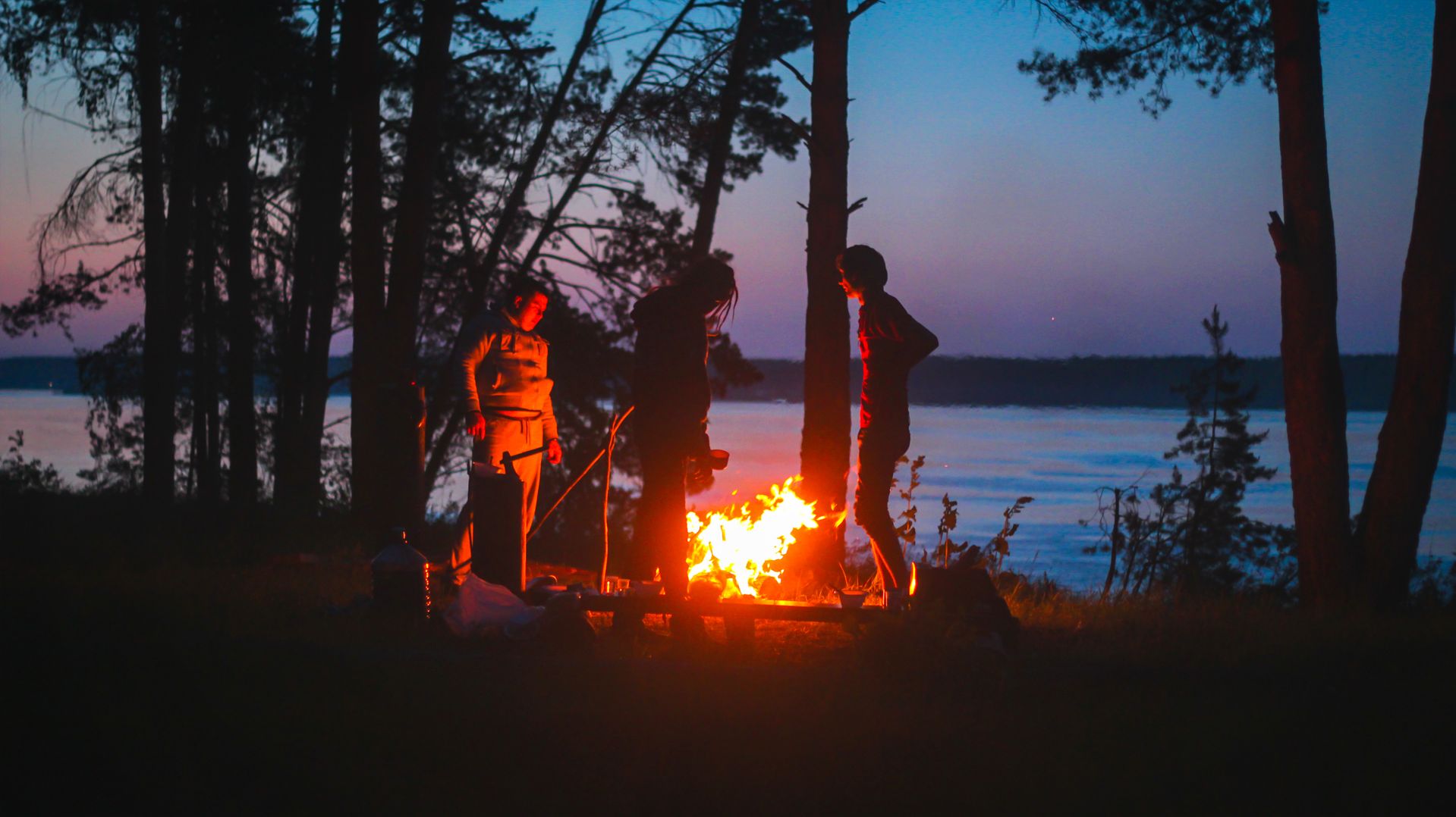 Camp Fire at Night