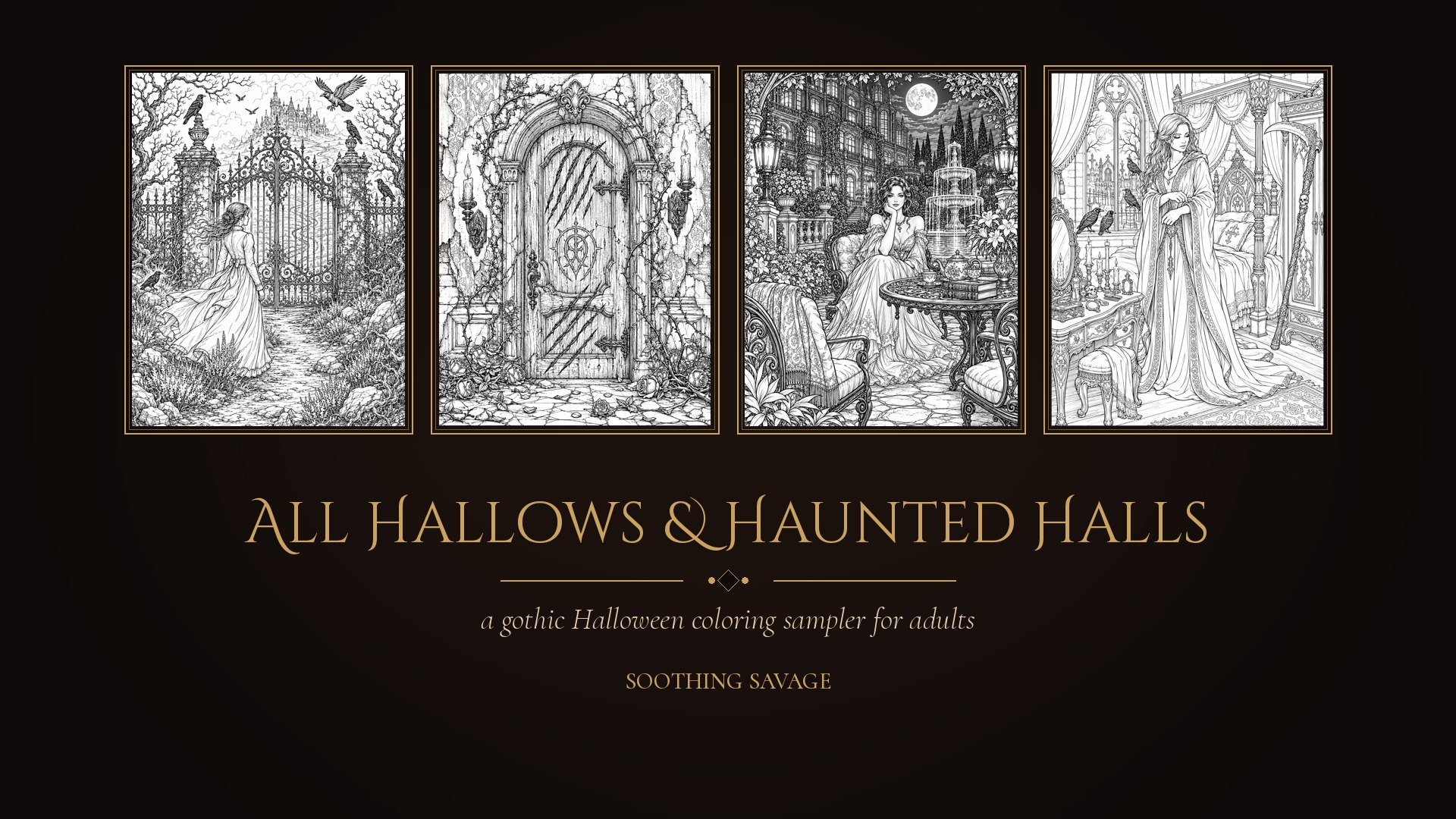 Free Gothic Halloween Coloring Pages for Adults
