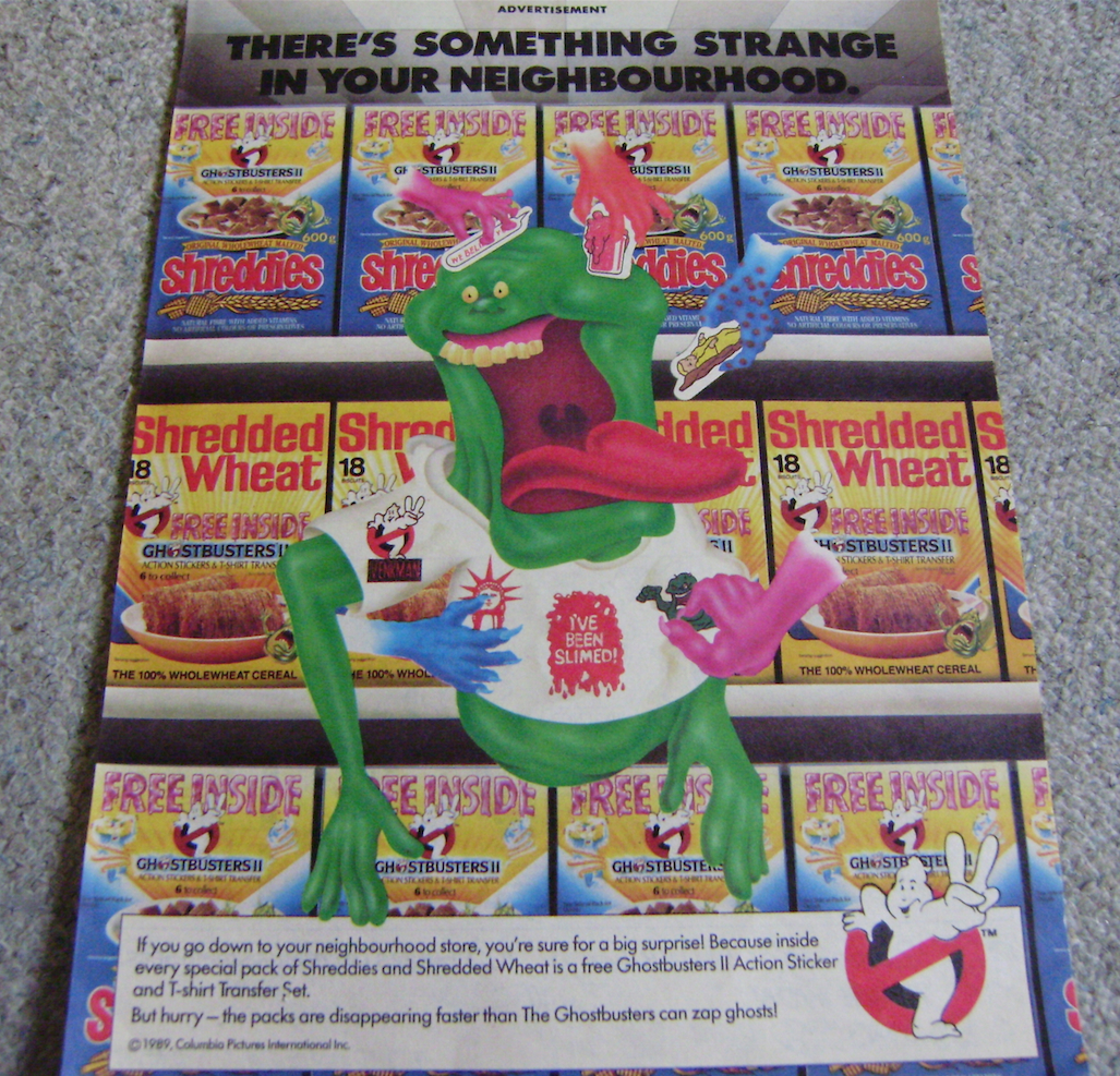 Ghostbusters 2 Cereal Stickers Advert.