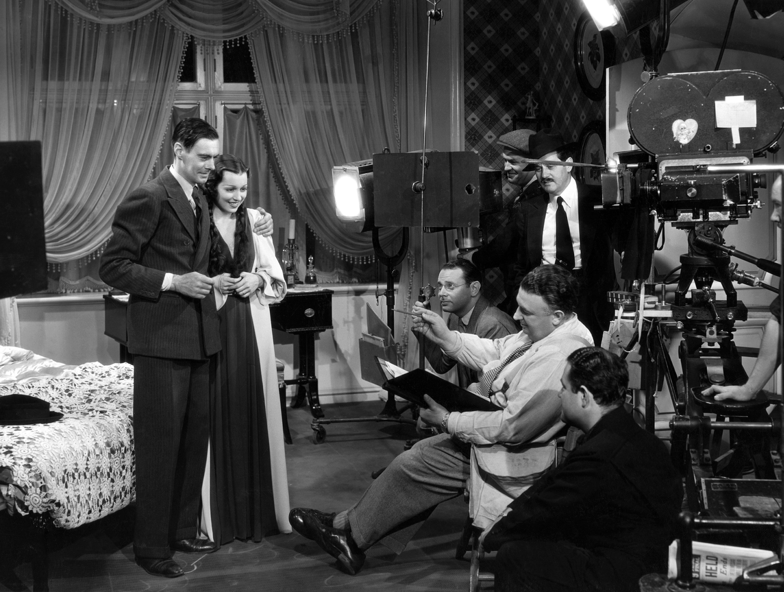 Mad Love, (aka the Hands of Orlac), from Left: Colin Clive, Frances Drake Taking Direction from Karl