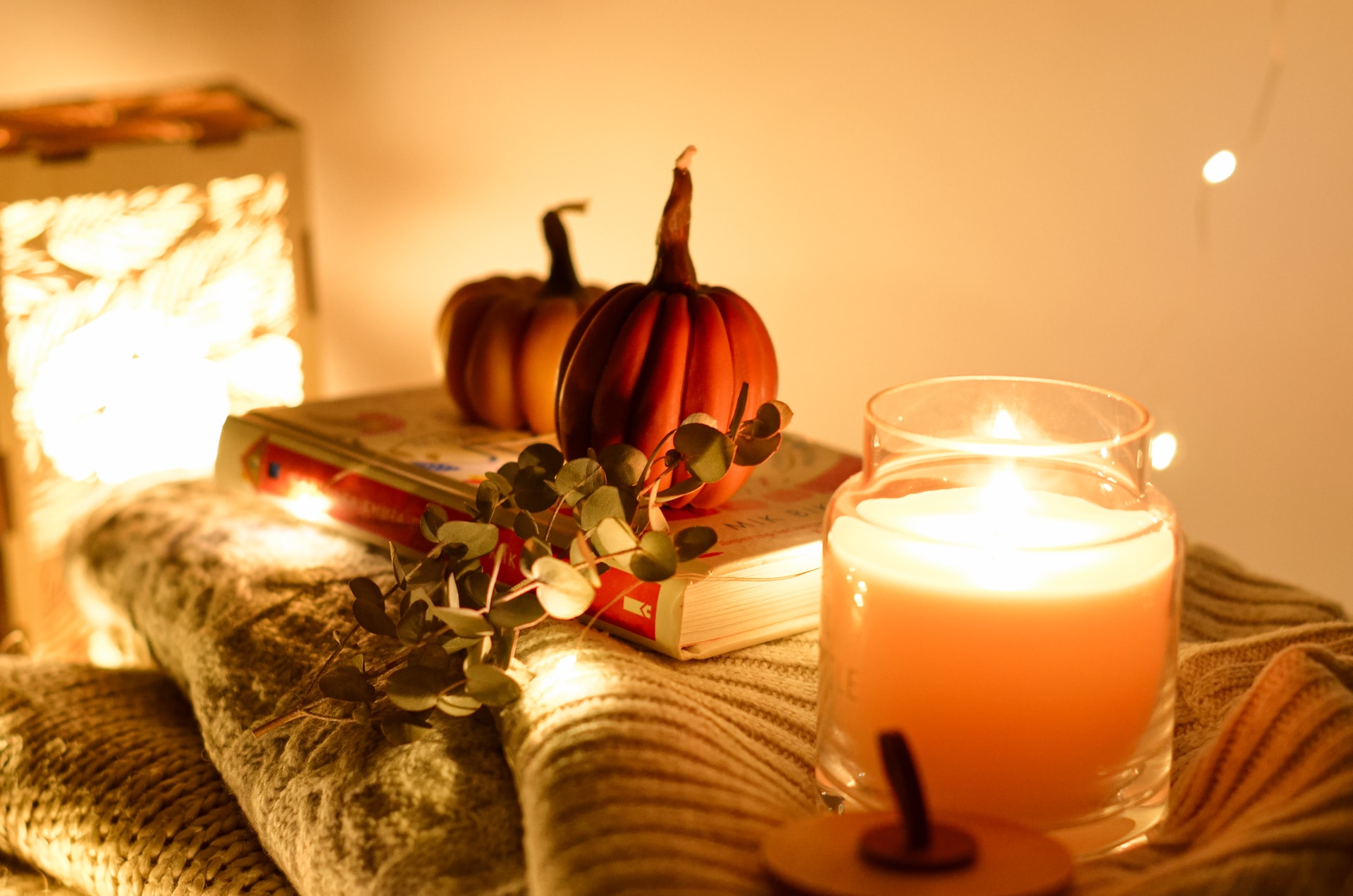 Pumpkins with Book and Candles